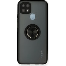 Oppo A15 Uyumlu Kılıf Montreal Yüzüklü Silikon Kapak - Siyah