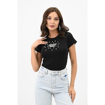 Kadın Taş İşlemeli Nakış Detaylı T-shirt 1774-25 001