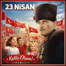 23 Nisan Ulusal Egemenlik Ve Çocuk Bayramı Premium Vinil Pano Süsü 160x160 Cm Tek Parça Okul Dekoru Model 15 7