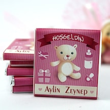 Dark Brown Hoşgeldin Kız Bebek Çikolatası İsim Yazılabilen Hediye Çikolata KBK2 72 Adet