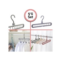 9 Bölmeli Yer Tasarrufu Sağlayan Katlanır Sihirli Elbise Askısı (5li Set) Diğer
