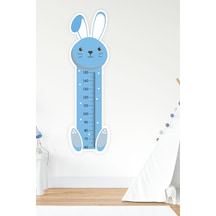 MSticker Sevimli Mavi Tavşan Çocuk Bebek Odası Boy Cetveli Sticker 47x163cm