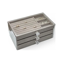 Akyüz Dekor 3 Çekmeceli Takı & Bijuteri Organizer Kutusu 10x23x13 Gri Çok Renkli