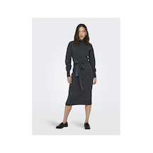 Only Strickkleid Onlthılde Langes Kleid Dark Grey Melange