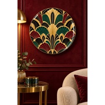 Dekoratif Duvar Tabağı Siyah Altın Art Deco Dekorlu Seramik Tabak Kahverengi