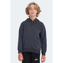Slazenger Letto Unisex Çocuk Kapüşonlu Cepli Koyu Gri Sweatshırt Koyu Gri
