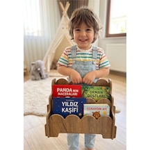 Montessori Ahşap Çocuk Kitaplık Kahverengi Eğitici Ve Dekoratif Tasarım My Library Kahverengi