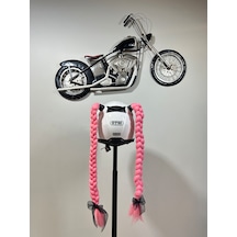 Motor & Motosiklet Pembe Çift Örgü Saç Kask Dış Aksesuar Diğer