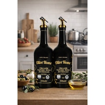 Olive Home Amber Yağdanlık Cam Şişe 2 X 500ml Zeytinyağı Sıvıyağ Şişesi Yağlık 2'li Set Siyah