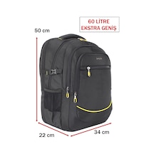 Case Club Dada 09 Büyük Boy Seyahat Günlük Sırt Çantası 60 Litre 17,3 İnç Darbe Emici Koruma Su Geçirmez Kumaş siyah