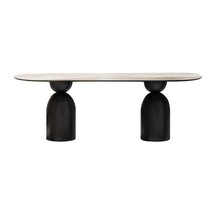 İmperial İtalyan Still Oval Ahşap Yemek Masası 80x180 Mermer Desen