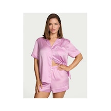 Victoria's Secret Glazed Saten Kalpli Kısa Pijama Takımı Lila
