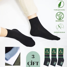 Kral Socks Erkek Patik Bambu Kabartma Desenli Dikişsiz Parfümlü Kısa Çorap 3'lü Siyah