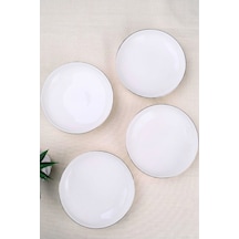 Tabak Evi Porselen Sofia Platin Yaldızlı Çukur Tabak 18,5cm 620cc 4 Lü Krem