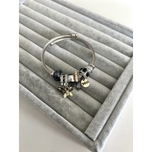 Su Perisi Takı Bijuteri Çelik Gümüş Siyah Kelebek Bileklik