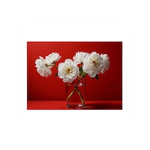 Kırmızı Çiçek Vazosu Hediyelik Mdf Tablo