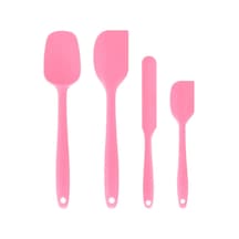Pembe 4 Parçalı Pişirme Aracı Seti Krem Spatula Mutfak Hepsi Bir Arada Yapışmaz Tencere Salata Karıştırma Silikon Spatula