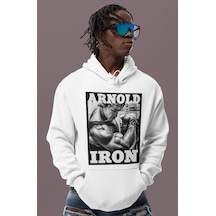 Sevbano Arnold Iron Old School Bodybuilding Fitness Baskılı Unisex Oversi beyaz
