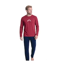 Pierre Cardin 6155 Erkek Uzun Kollu Bisiklet Yaka Pijama Takımı -bordo