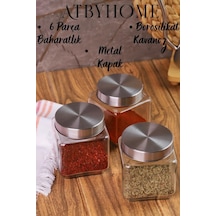 Metal Kapaklı 3'lü Borosilikat Cam Kavanoz Baharatlık 570 ML