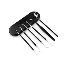Valkyrie 6 Parça Paslanmaz Çelik Metal Kutulu Diş Tartar Temizleme Dental Ağız Bakım Seti Siyah Kutu