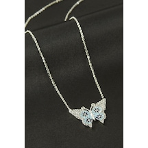 Depomıx Kelebek Zirkon Taşlı Kolye - Gümüş Rengi 39674452