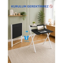 Dobo Çocuk Öğrenci Ders Masası Katlanır Çalışma Masası Beyaz - Siyah