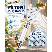 6 Sprey Modlu Filtreli Duş Başlığı Büyük Su Paneli Silikon Nozullu Beyaz Modern Tasarım - Lisinya Çok Renkli