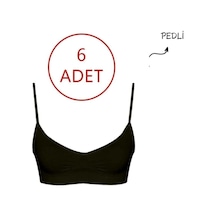 Forever More 6'lı Kadın Ince Pedli Askılı Dikişsiz Esnek Büstiyer Açık Krem - Siyah