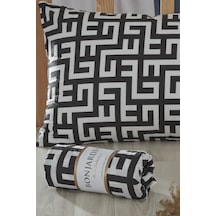 BonjardinHome Tek Kişilik Lastikli Çarşaf & Bir Adet Yastık Kılıfı Siyah Beyaz