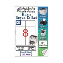 A4 Hazır Beyaz Etiket 105x72mm 100 Sayfa 1 Paket 8 Li Kendinden Yapışkanlı Fotokopi Lazer İnkjet Kağıdı Yazıcılar İçin
