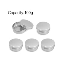 Sones 5 Adet İplik Doldurulabilir Alüminyum Paketleme Kutusu Kozmetik Küçük Saklama Kutusu, Kapasite: 100g Gümüş