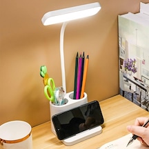 Mucit Home Şarjlı Masa Lambası Telefon Standlı Kademeli Ders Çalışma Okuma Işığı Gece Lambası Beyaz