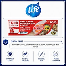 Pırpır Çek Gelsin 100'lü Buzdolabı Poşeti Orta Boy 30'li Paket