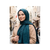 Nukra Rami Pamuk Jakarlı Şal Halka Desen 70 X 190 Cm Zümrüt Yeşili
