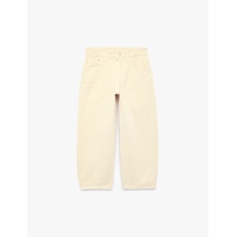Koton Normal Bel Düğmeli Cepli Krop Denim Pantolon Bej 7wkg40050ad Ekru