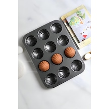 Karbon Çelik 12li İstiridye Deniz Kabuğu Muffin Cupcake Kek Pişirme Kalıbı Mt124x Diğer