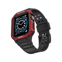 Apple Watch 42mm Kr401 Silikon Kordon - Siyah-kırmızı Diğer