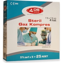 DS Damla Steril Kompres 7.5 x 7.5 CM 5'li Zarf 25 Adet