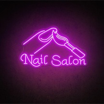 Nail Salon Yazılı Ve Şekilli Neon Tabela Pembe