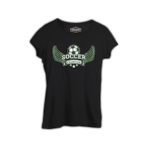 Soccer Ball Champion Siyah Kadın Tshirt 001