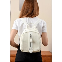 Just Polo Kadın Orta Boy Ayarlanabilir Askılı Şık Lakost Sırt Çantası Shopper Beyaz