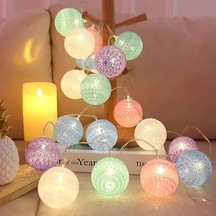 2m 10 Led Renkli Top Lamba Çok Renkli