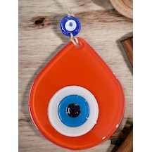 Mini Turuncu Damla Desen Nazar Boncuklu Duvar Dekoru Cam Duvar Süsü