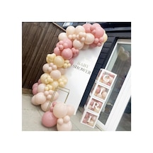 Pastel Balon Zinciri Sütlü Kahve Toz Pembe Ve Deniz Kumu 100 Adet Mix