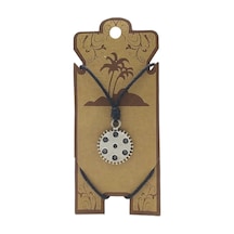 Unisex Koton İp Askılı Ve Gümüş Antik Kaplamalı Tribal Kolye - Kgkk-54 Çok REnkli