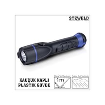 Steweld 961B Kauçuk Kaplı Plastik Gövde Led El Feneri 170X36Mm Siyah