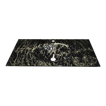 Cam Lavabo Mermer Desen Altın Siyah 100 x 56 CM