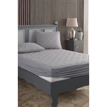 %100 Pamuk Kapitoneli Sıvı Geçirmez Renkli Yatak Alezi Yatak Koruyucu Alez Çarşaf Gri