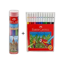 Faber Castell Beyaz 12li Tüp Kuru Boya Ve 12li Keçeli Kalem